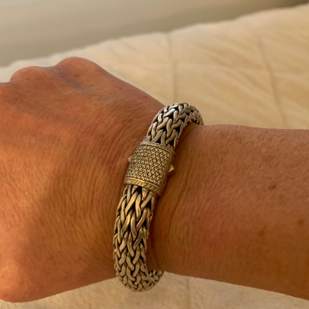 John hardy diamond clasp bracelet 925 silver